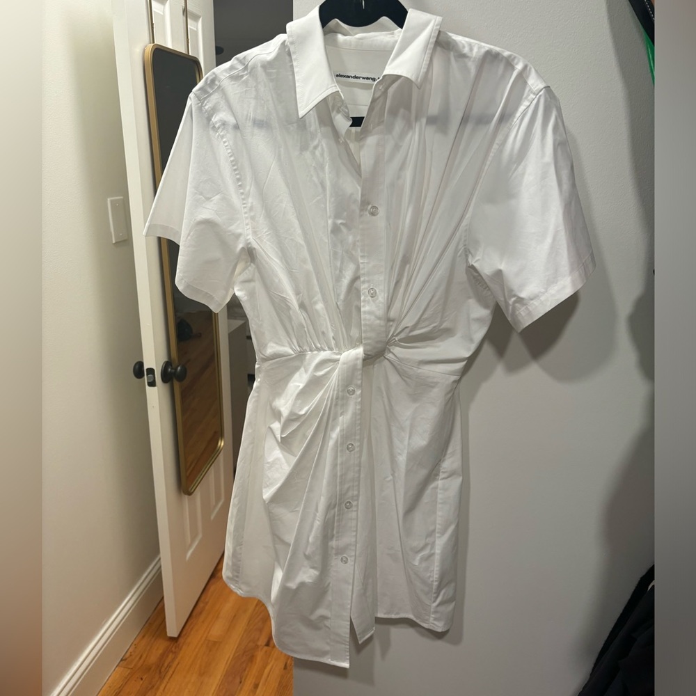 Alexander Wang T Women's White Twisted Shirt Dress
